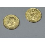 Two George V gold half sovereigns, one 1914,