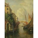 GIUSEPPE SORGIANI (Italian 1889-1952) "A view of a Venice canal" oil on board,