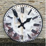 A large French painted cast iron station clock face with Roman numerals CONDITION REPORTS