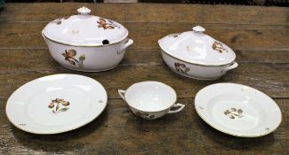 A Royal Copenhagen "Brown Iris" pattern (pattern 711) dinner service comprising plates, soup bowls,