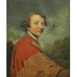 19TH CENTURY ENGLISH SCHOOL AFTER JOSHUA REYNOLDS "Self Portrait (variation)" gentleman in red