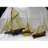 A Milbro Product "Ailsa" pond yacht together with two further model sail boats CONDITION