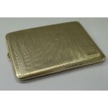 A 9 carat gold engine turned cigarette case bearing initials "JWB",