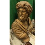 A gold painted plaster bust of a bearded gentleman,