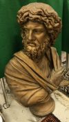 A gold painted plaster bust of a bearded gentleman,