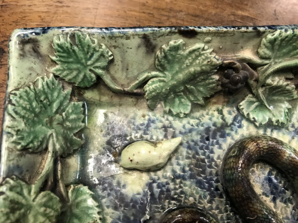 A 19th Century Palissy style majolica dish of rectangluar form, decorated in blues, - Image 3 of 21