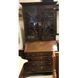 A George III mahogany bureau bookcase,