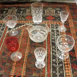 A collection of various drinking glasses to include seven large cut glass tumblers,