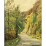 DONALD HENRY FLOYD (1892-1965) "Below the Wyndcliffe", rural landscape with road way, oil on canvas,