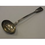 A Victorian silver "Thread and Fiddle" pattern soup ladle (by George W Adams (Chawner & Co.