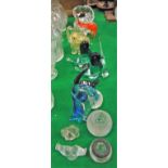 A collection of various glass animal ornaments to include mare and foal, goose, elephant,
