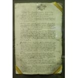 An 18th Century French multiple page deed framed and glazed circa 1742 together with another