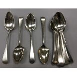 Fourteen Georgian silver "Old English" pattern tablespoons (various dates and makers),