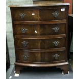 A modern reproduction mahogany bow front chest of four drawers together with a 19th Century kidney