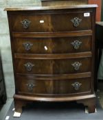 A modern reproduction mahogany bow front chest of four drawers together with a 19th Century kidney
