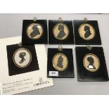 A collection of 5 various 19th Century silhouettes (2 cut out) together with a copy of Christie's