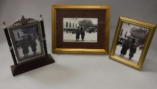 A modern photograph frame with plated mounts in the Imperial Russian manner with photograph of Tsar