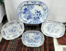 A 19th Century blue and white meat platter "India Flowers - Semi-China",
