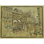 E T ROSE A set of five hand-coloured prints depicting town scenes