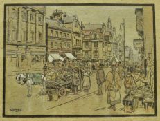 E T ROSE A set of five hand-coloured prints depicting town scenes