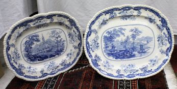 A "Chinese Marine" opaque china meat plate with gadrooned rim,