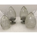 A set of three pineapple cut glass light shades,