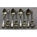 A set of ten Victorian silver "Thread and Fiddle" pattern tablespoons (by George W Adams (Chawner &