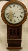 A Victorian walnut and parquetry banded drop dial wall clock,
