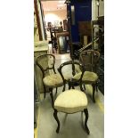 A set of three Victorian dining chairs together with a reeded standard lamp