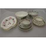A collection of 19th Century English pottery including Derby floral decorated cup and saucer and