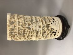 A circa 1900 Chinese carved ivory tusk section,