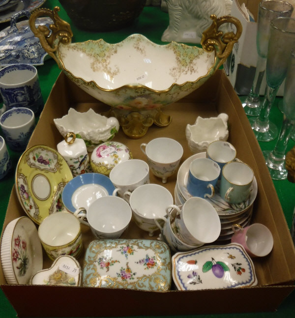 A pair of late 19th Century Derby turquoise and white glazed figural shell bowls (1877-90) and a - Image 2 of 2