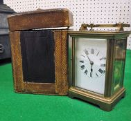 A circa 1900 French brass cased carriage clock with repeat,