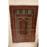 A collection of five various Bokhara and other rugs to include a Bokhara prayer rug with medallion