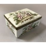 A 19th Century Bilston enamelled box, the outside decorated with Cherubs,