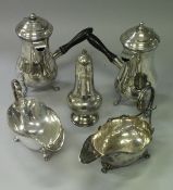 A box of assorted plated wares to include sauceboats, cafe au lait pots, cutlery,