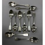 A set of six Victorian silver "Fiddle" pattern teaspoons (by George W Adams (Chawner & Co.