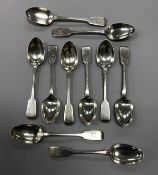 A set of six Victorian silver "Fiddle" pattern teaspoons (by George W Adams (Chawner & Co.