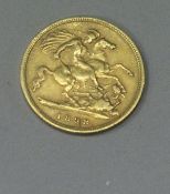 A Victorian gold half sovereign,