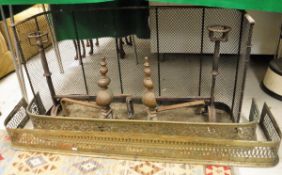 A Victorian wirework and brass nursery spark guard,