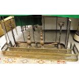 A Victorian wirework and brass nursery spark guard,