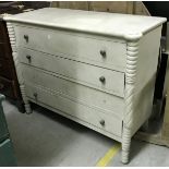 A modern painted chest of four long drawers in the Victorian taste together with a modern 14 light