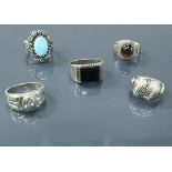 Five various silver and stone set dress rings 1 oz
