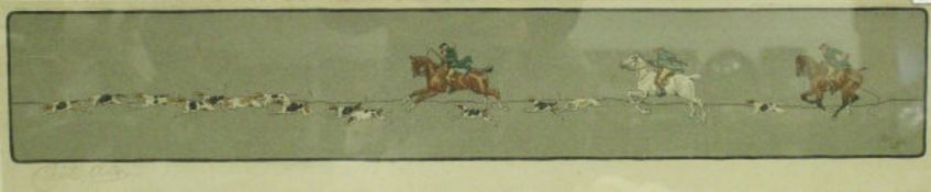 AFTER CECIL ALDIN "Horses and hounds", coloured lithograph, published by Lawrence & Bullen 1903,