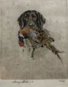 AFTER HENRY WILKINSON "Labrador with Pheasant", a limited edition coloured etching No'd.