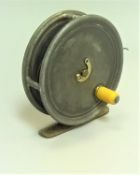 A Hardy "Uniqua" 31/4" trout fly wheel with fixed check and horseshoe drum release together with a