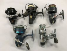 A collection of five Mitchell fishing reels comprising models The Mitchell Match, 410A,