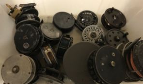 A collection of 24 fly reels to include examples by Intrepid, Gnat, Shakespeare, Allcocks,