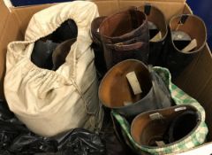 A box containing six various pairs of leather hunting or riding boots CONDITION REPORTS