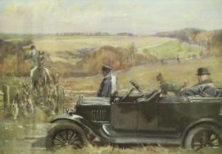 AFTER LIONEL EDWARDS "The Duke of Beaufort in his Car", coloured lithographic print,